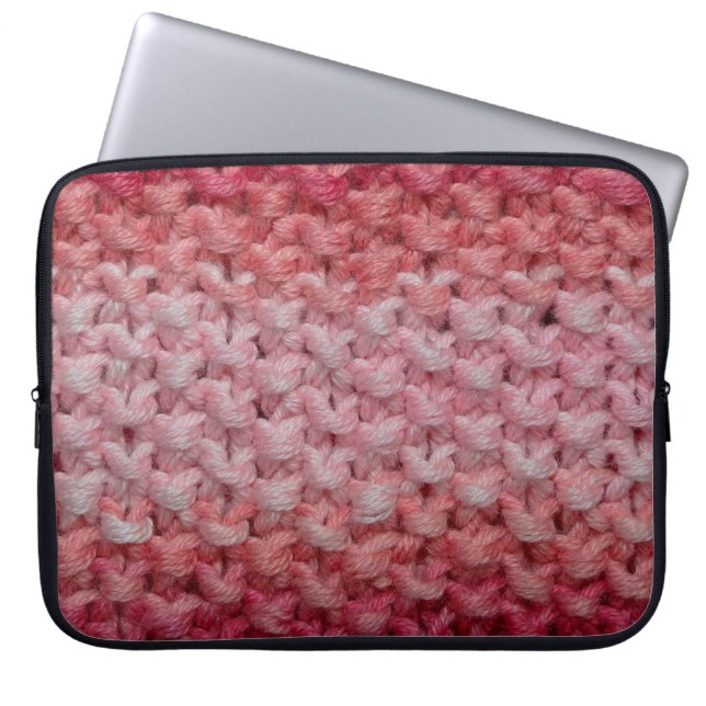  beautiful knit fabric with red and beige tones, c laptop sleeve (Front)