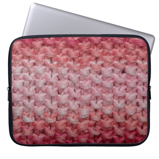  beautiful knit fabric with red and beige tones, c laptop sleeve (Front)