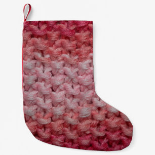 beautiful knit fabric with red and beige tones, c small christmas stocking