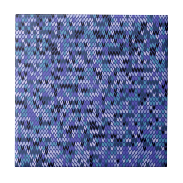Beautiful , knitting pattern , knitted , blue and  ceramic tile (Front)