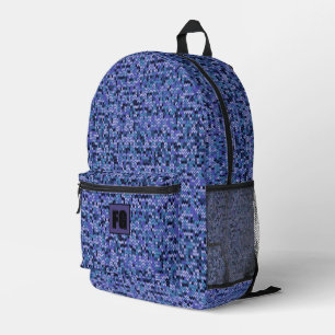 Beautiful , knitting pattern , knitted , blue and printed backpack