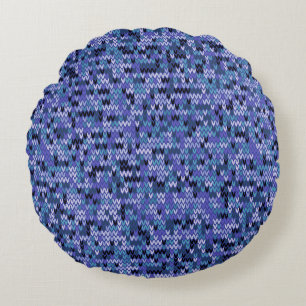 Beautiful , knitting pattern , knitted , blue and round cushion