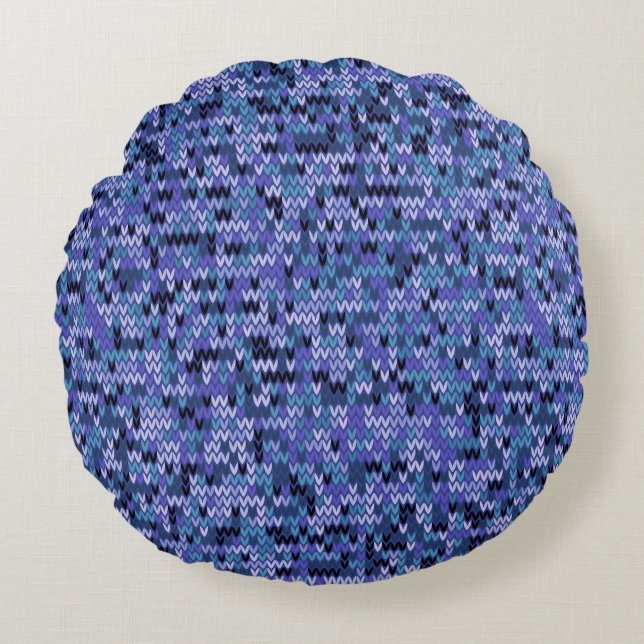 Beautiful , knitting pattern , knitted , blue and  round cushion (Front)