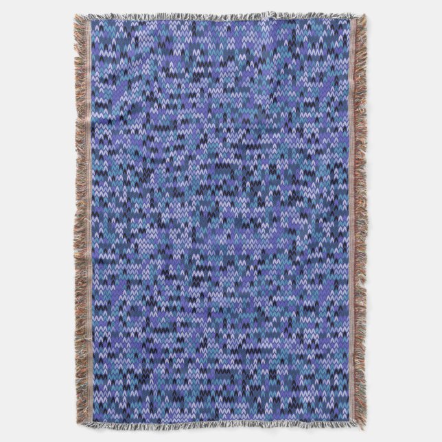 Beautiful , knitting pattern , knitted , blue and  throw blanket (Front Vertical)