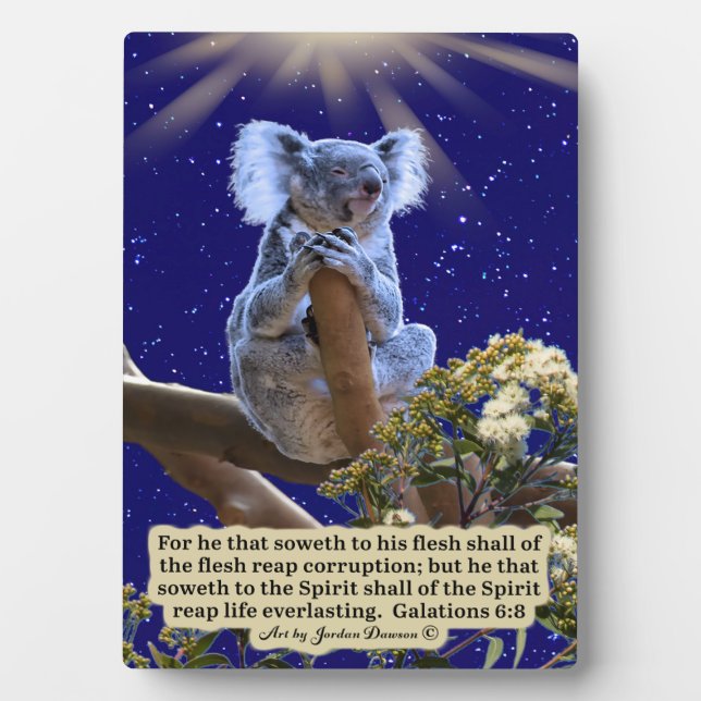 Beautiful Koala Scripture Plaque Galatians 6:8 (Front)