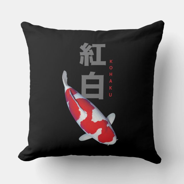 Beautiful kohaku Koi Fish Pillow – Elegant (Front)
