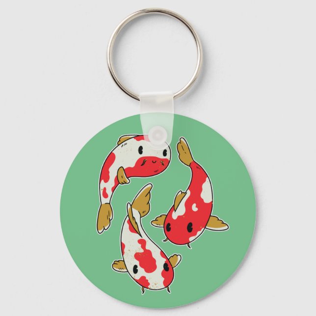 Beautiful Koi Fishes Cartoon Design Key Ring (Front)
