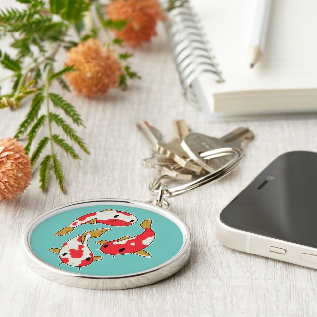 Beautiful Koi Fishes Cartoon Design Key Ring (Side)