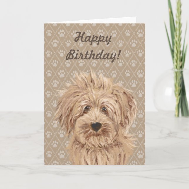 Beautiful Labradoodle Dog Painting Birthday Card (Front)