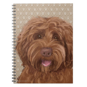 Beautiful Labradoodle Love Dog Paw Painting Print Notebook