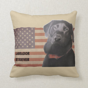 Beautiful Labrador Retriever American Flag Cushion