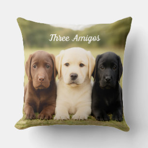 Beautiful Labrador Trio Puppy Personalised Cushion