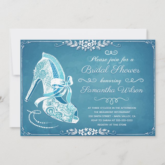 Beautiful Lace Bride's Shoes Bridal Shower Invitation (Front)