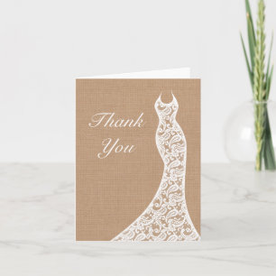 Beautiful Lace & Burlap Thank You Card