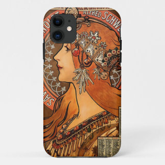 Beautiful ladies profile - Mucha iPhone 11 Case