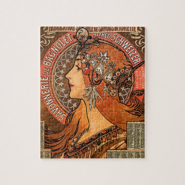 Beautiful ladies profile - Mucha Jigsaw Puzzle (Vertical)