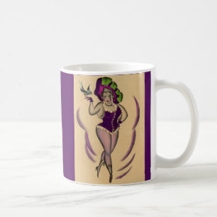 beautiful lady and her trained bird coffee mug