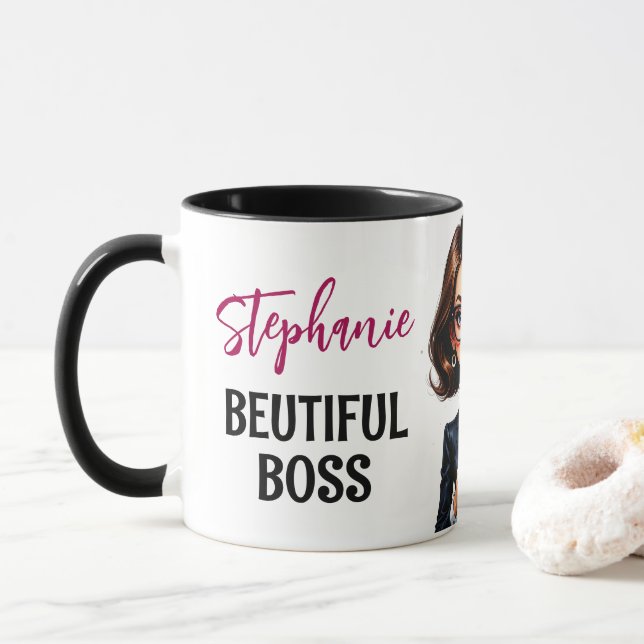 Beautiful Lady Boss with Quote Mug (With Donut)