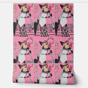 Beautiful lady curtains  wallpaper