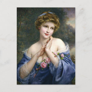 Beautiful Lady In Blue_GC - Postcard
