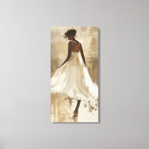 Beautiful Lady in White Dress Aesthetic Canvas Art
