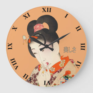 Beautiful Lady Japanese Print 4 Toyohara Chikanobu Large Clock