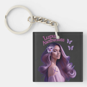 Beautiful Lady Lupus Awareness Key Ring