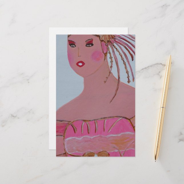 Beautiful Lady paper sheet (Front/Back In Situ)