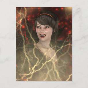 Beautiful Lady Vamp Perfect Halloween Witch Style Postcard