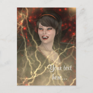 Beautiful Lady Vamp Perfect Halloween Witch Style Postcard