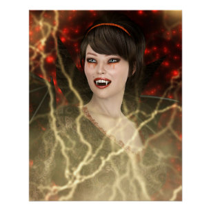 Beautiful Lady Vamp Perfect Halloween Witch Style Poster
