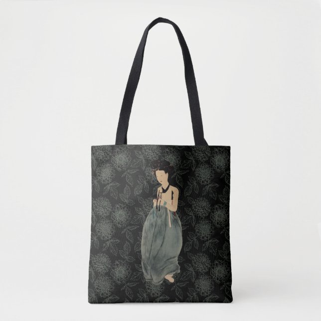 Beautiful Lady Wearing a Korean Hanbok  Tote Bag (Front)
