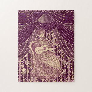 Beautiful lady with guitar jigsaw puzzle