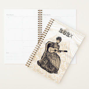 Beautiful lady with guitar planner