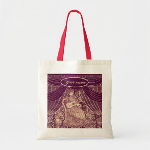 Beautiful lady with guitar tote bag