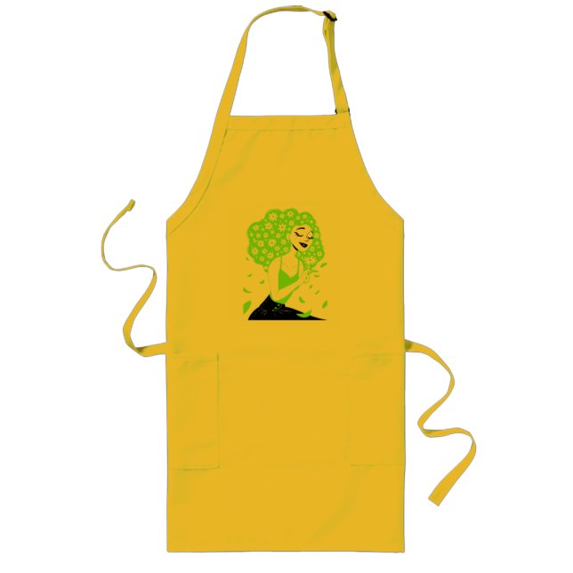 Beautiful lady with roses long apron (Front)