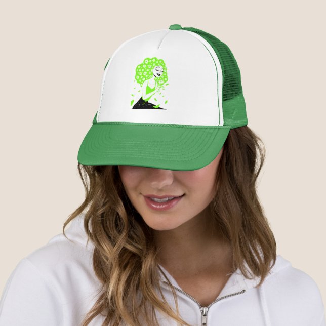 Beautiful lady with roses trucker hat (In Situ)