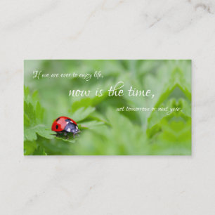 Beautiful ladybug with motivational quote business card