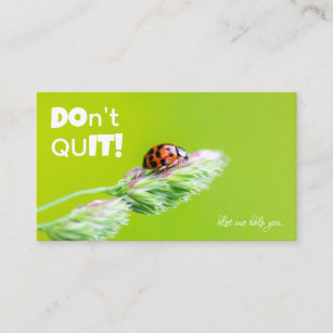 Beautiful ladybug with positive motivational quote business card