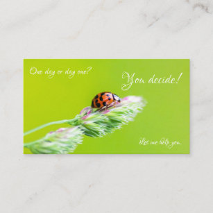 Beautiful ladybug with positive motivational quote business card