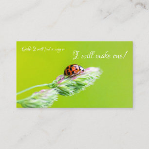 Beautiful ladybug with positive motivational quote business card