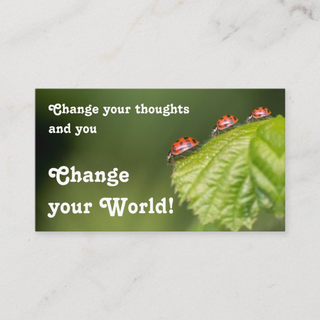 Beautiful ladybugs with motivational quote business card (Front)