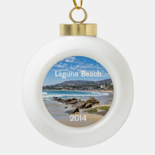 Beautiful Laguna Beach Ceramic Ball Christmas Ornament