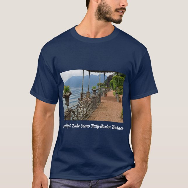 Beautiful Lake Como Italy Garden Terrace T-Shirt (Front)