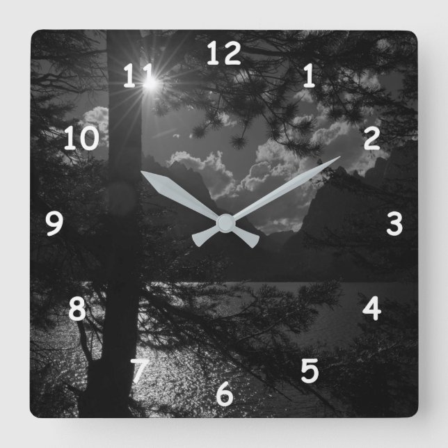 Beautiful Lake in the Moon Light GREY HANDS Square Wall Clock (Front)