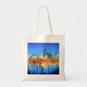 Beautiful Lake Sunset - Mirror - Original Painting Tote Bag