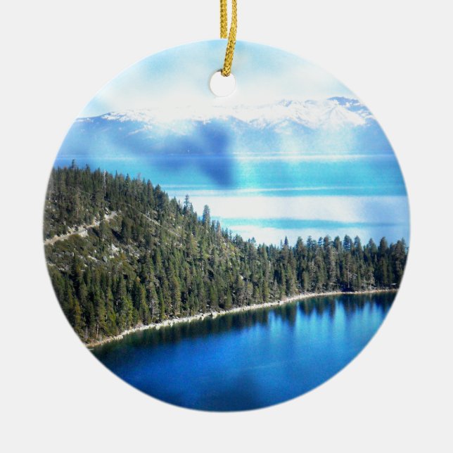 BEAUTIFUL LAKE TAHOE CERAMIC TREE DECORATION (Front)
