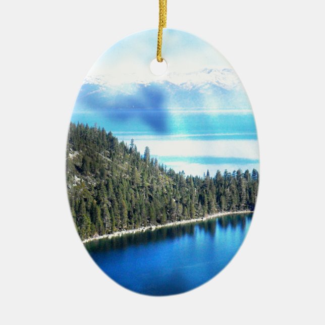 BEAUTIFUL LAKE TAHOE CERAMIC TREE DECORATION (Front)