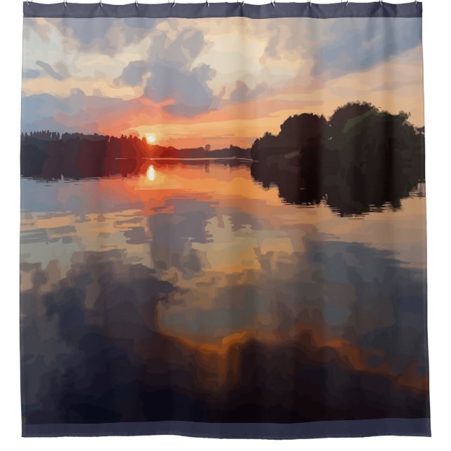 Beautiful Lake View Landscape Scenery Art Shower Curtain (Front)