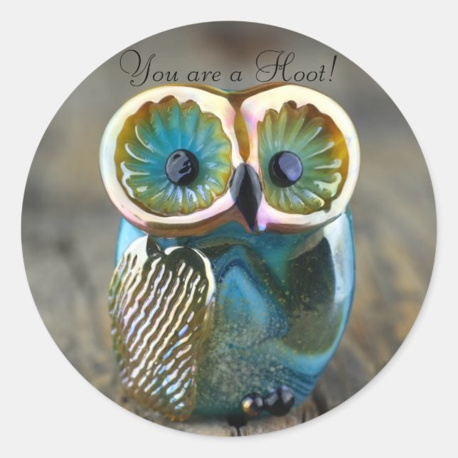 Beautiful lampwork owl bead classic round sticker (Front)